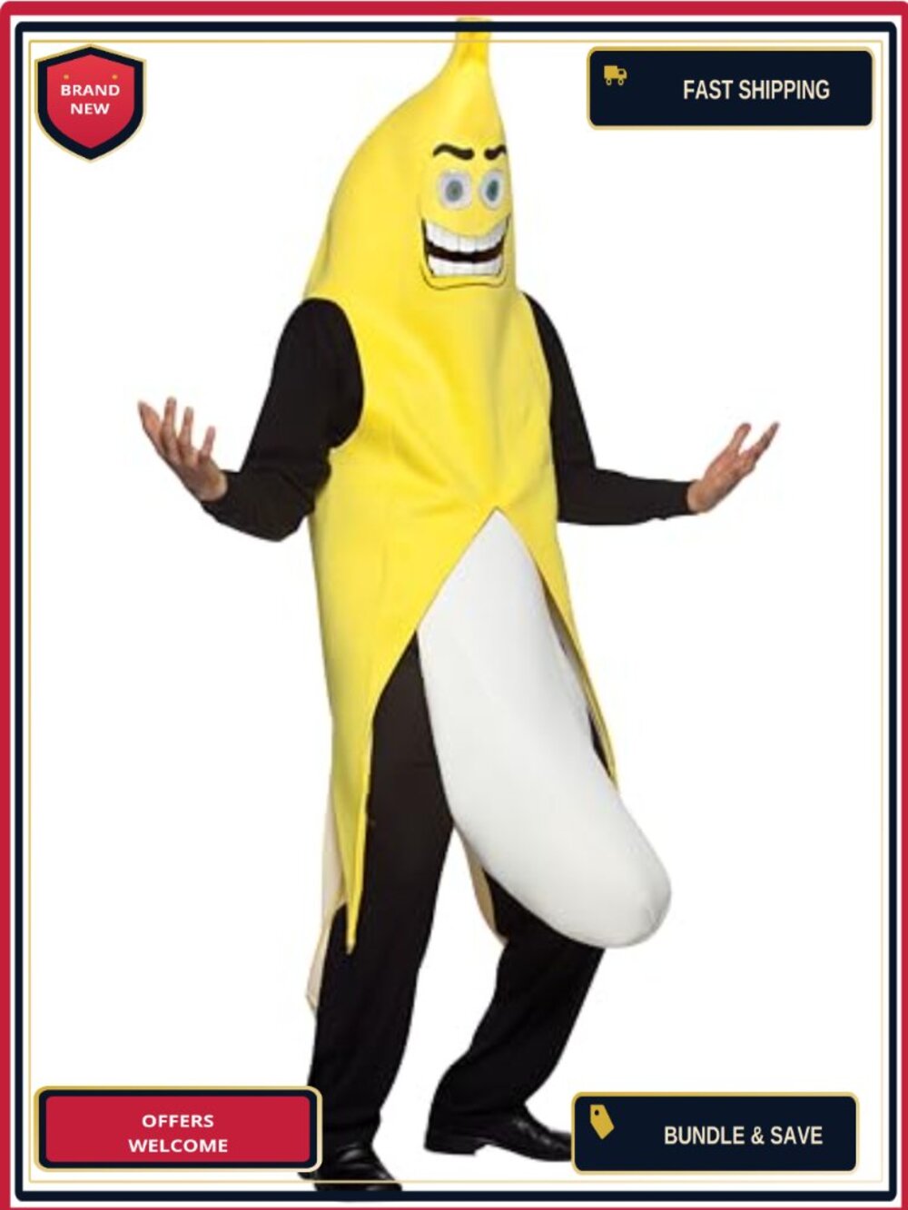 Adult Banana Flasher Costume Tunic One Size Party